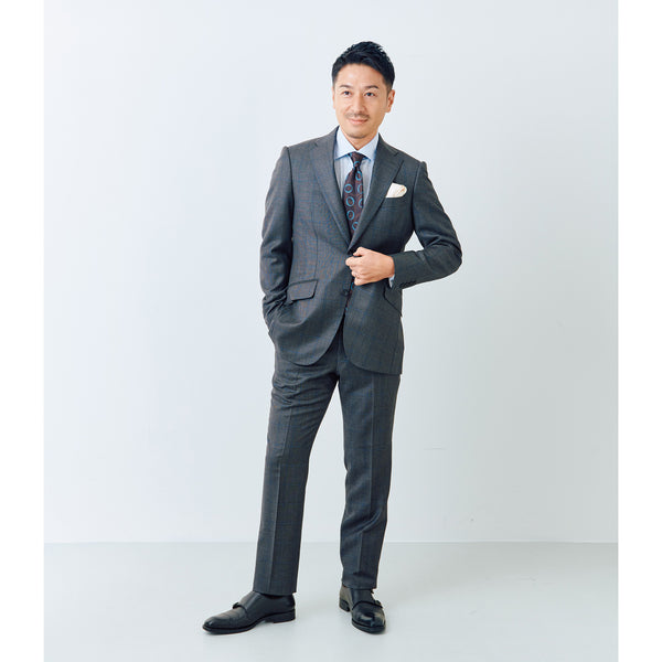【ティモシーエベレスト】2Bチェック柄スーツ（グレー）