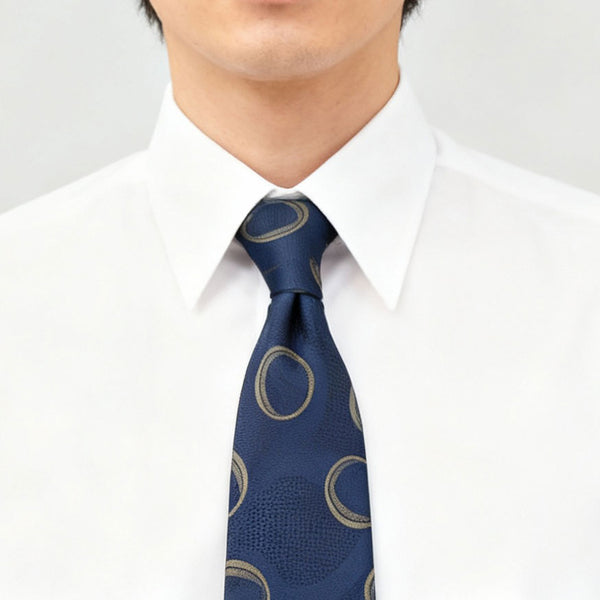 【ティモシー エベレスト】オーバル柄ネクタイ（ネイビー）