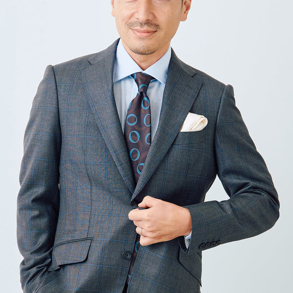 【ティモシーエベレスト】ドット柄ドビー織ドレスシャツ（サックスブルー）