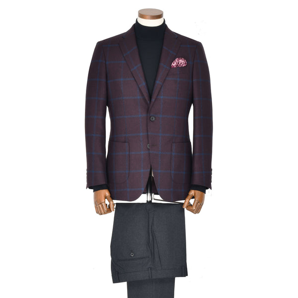 【ティモシーエベレスト】2Bチェック柄ジャケット（ボルドー）