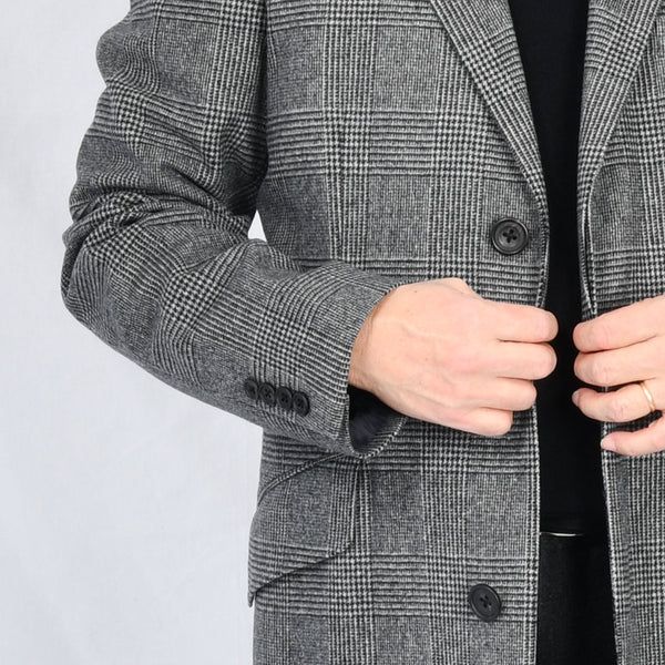 【ティモシーエベレスト】ウールカシミヤビーバーチェック柄チェスターコート（グレー）
