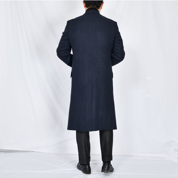 【ティモシーエベレスト】ウールカシミヤビーバーチェック柄チェスターコート（ネイビー）