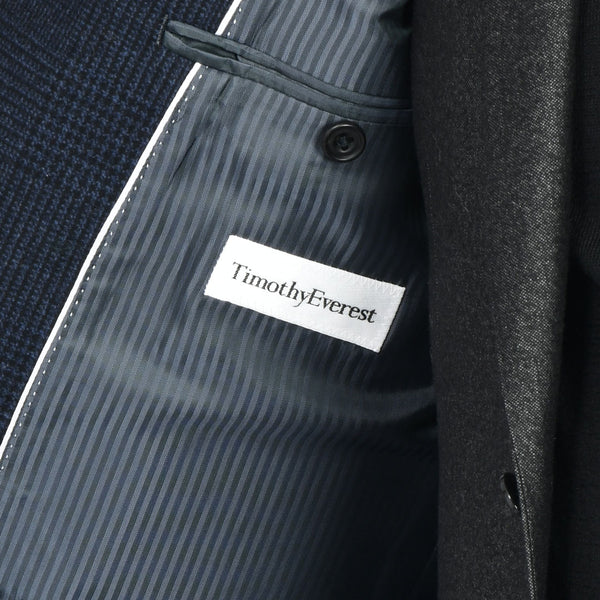 【ティモシーエベレスト】ウールカシミヤビーバーチェック柄チェスターコート（ネイビー）