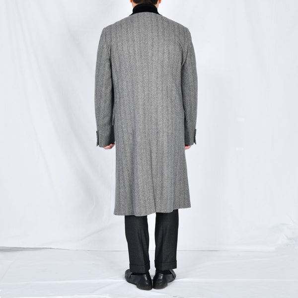 【ティモシーエベレスト】ウールカシミヤビーバーへリンボーン柄チェスターコート（グレー）