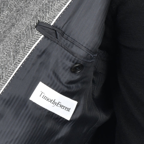 【ティモシーエベレスト】ウールカシミヤビーバーへリンボーン柄チェスターコート（グレー）