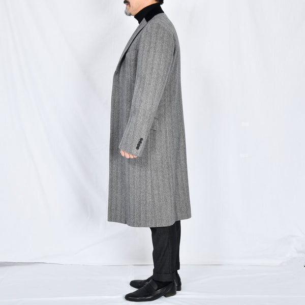 【ティモシーエベレスト】ウールカシミヤビーバーへリンボーン柄チェスターコート（グレー）