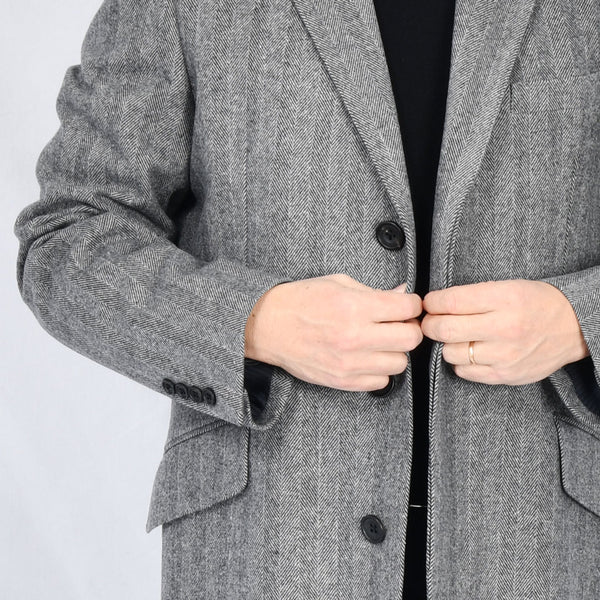 【ティモシーエベレスト】ウールカシミヤビーバーへリンボーン柄チェスターコート（グレー）