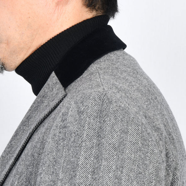 【ティモシーエベレスト】ウールカシミヤビーバーへリンボーン柄チェスターコート（グレー）