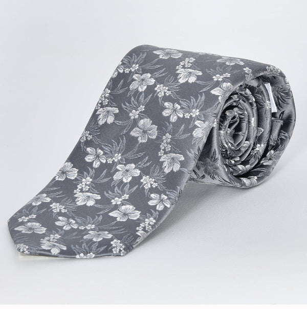 【ティモシー エベレスト】フローラルジャカード ネクタイ（グレー）