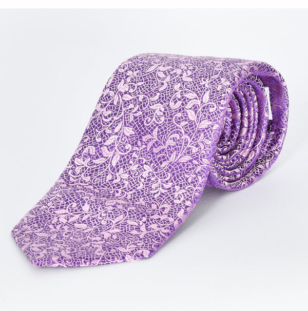 【ティモシー エベレスト】フローラルジャカードネクタイ（ピンクパープル）