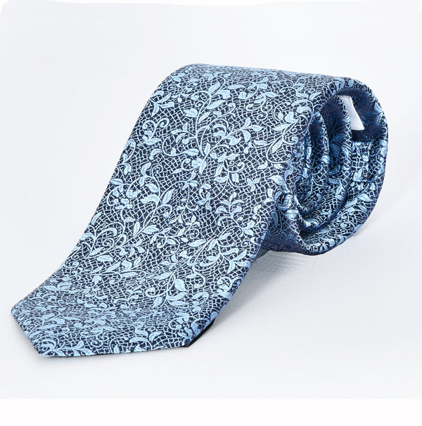 【ティモシー エベレスト】フローラルジャカードネクタイ（ブルー）