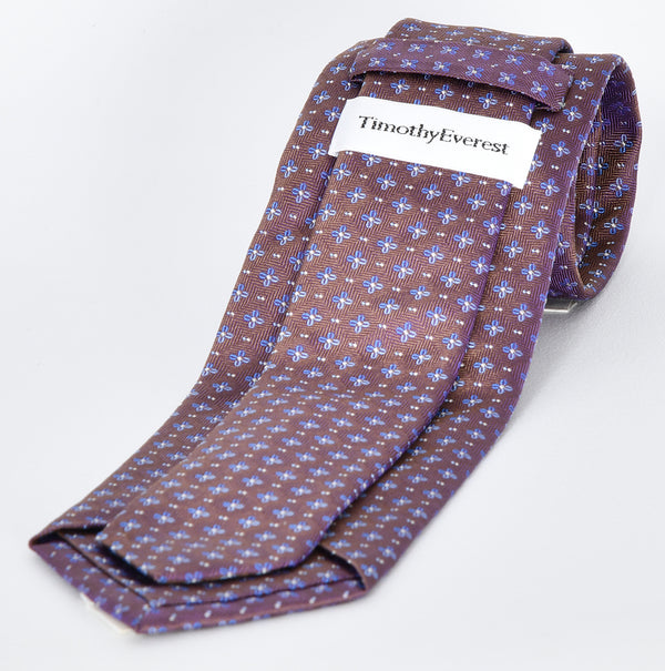 【ティモシー エベレスト】小紋柄ジャカード ネクタイ（ブラウン）
