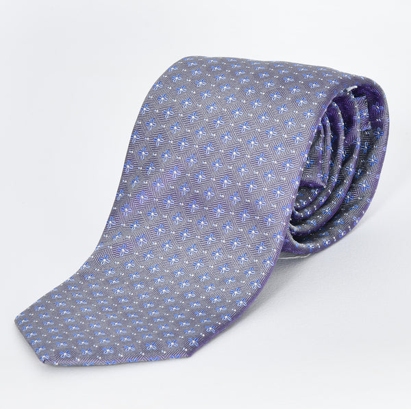 【ティモシー エベレスト】小紋柄ジャカード ネクタイ（グレー）