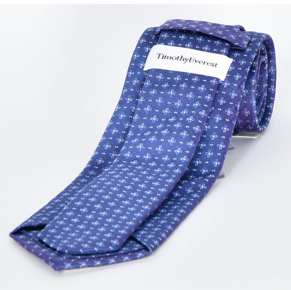 【ティモシー エベレスト】小紋柄ジャカード ネクタイ（ブルー）