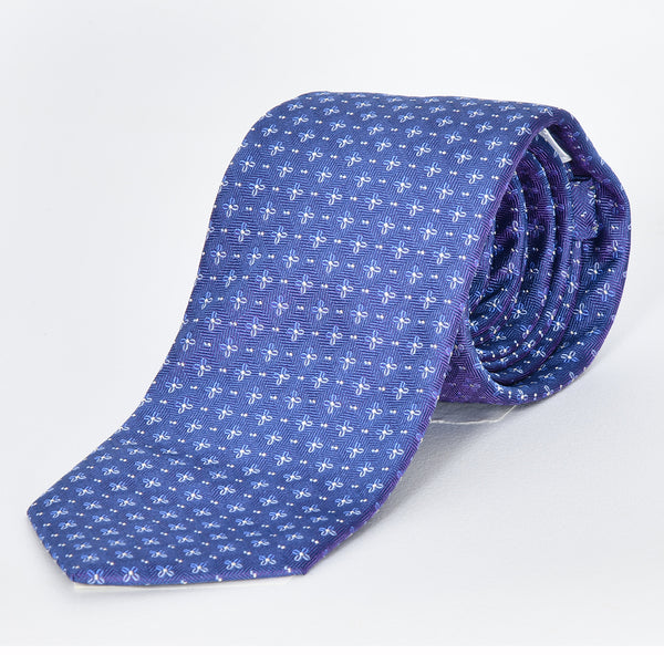 【ティモシー エベレスト】小紋柄ジャカード ネクタイ（ブルー）