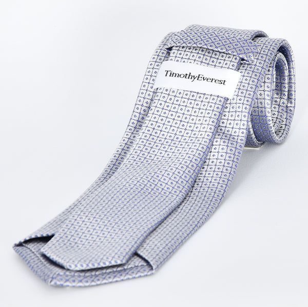 【ティモシー エベレスト】小紋柄ジャカード ネクタイ（シルバーブルー）