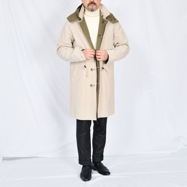 【ティモシーエベレスト】リバーシブルフード付きステンカラーコート（カーキ）