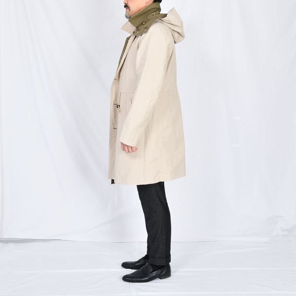 【ティモシーエベレスト】リバーシブルフード付きステンカラーコート（カーキ）