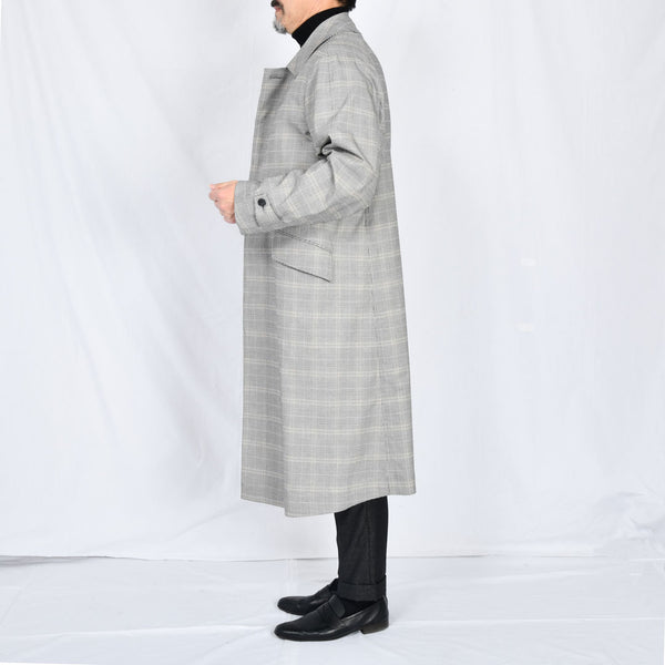 【ティモシーエベレスト】グレンチェックステンカラーロングコート（ベージュ）