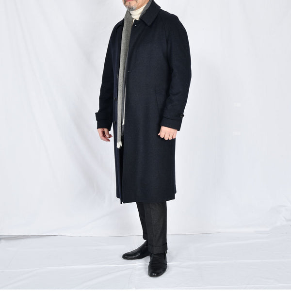 【アンブロジアーノ】ウールカシミヤベルテッドステンカラーコート（ネイビー）