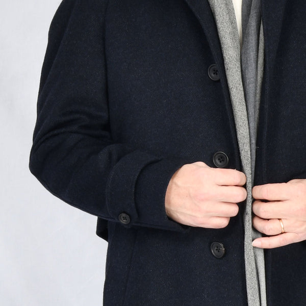 【アンブロジアーノ】ウールカシミヤベルテッドステンカラーコート（ネイビー）