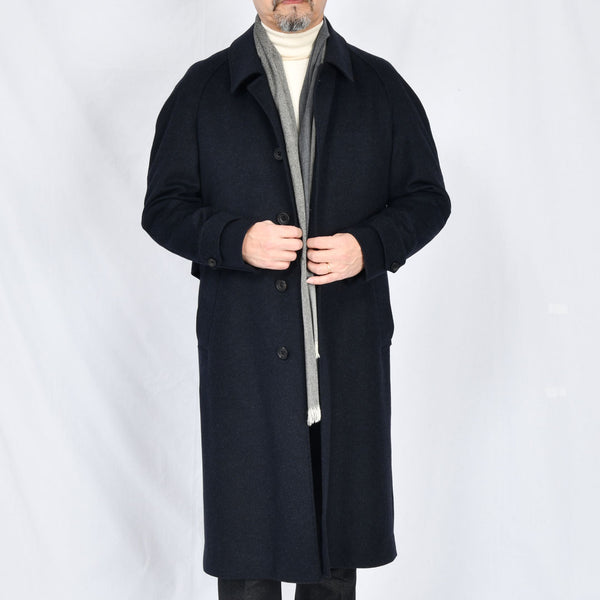 【アンブロジアーノ】ウールカシミヤベルテッドステンカラーコート（ネイビー）