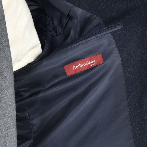 【アンブロジアーノ】ウールカシミヤベルテッドステンカラーコート（ネイビー）