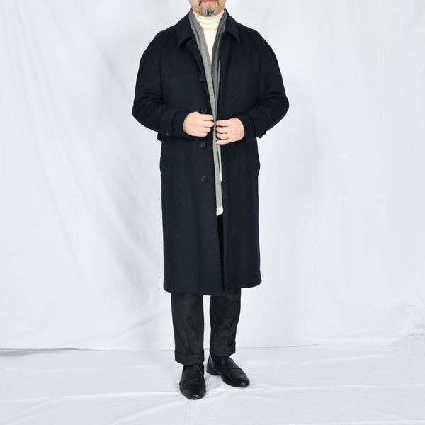 【アンブロジアーノ】ウールカシミヤベルテッドステンカラーコート（ネイビー）