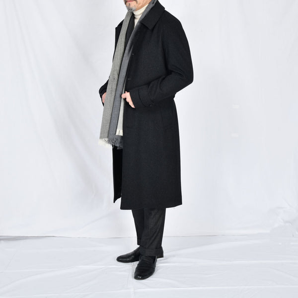 【アンブロジアーノ】ウールカシミヤベルテッドステンカラーコート（チャコールグレー）