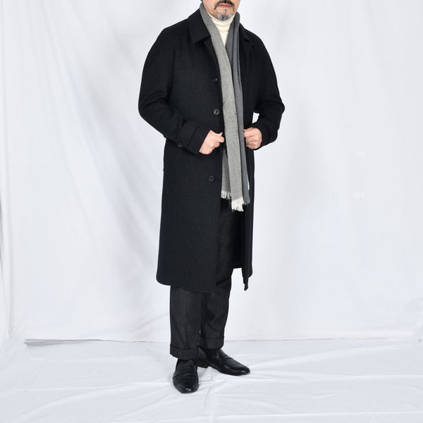 【アンブロジアーノ】ウールカシミヤベルテッドステンカラーコート（チャコールグレー）