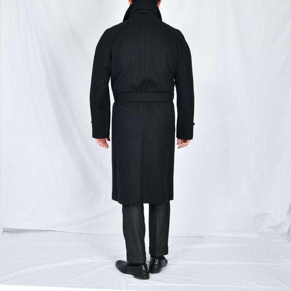 【アンブロジアーノ】ウールカシミヤベルテッドステンカラーコート（チャコールグレー）