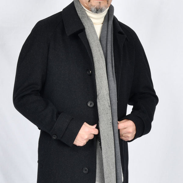 【アンブロジアーノ】ウールカシミヤベルテッドステンカラーコート（チャコールグレー）