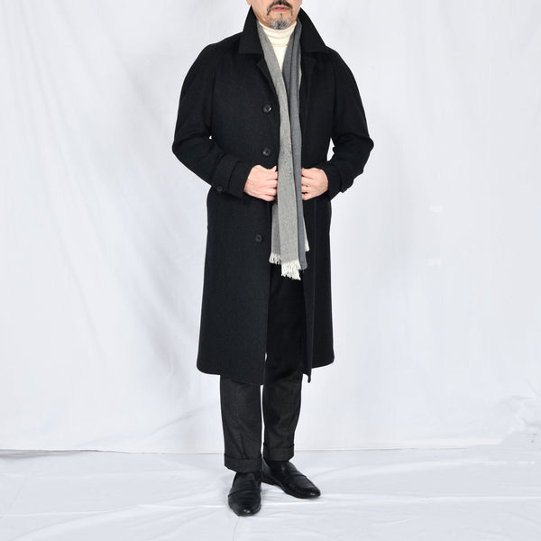 【アンブロジアーノ】ウールカシミヤベルテッドステンカラーコート（チャコールグレー）