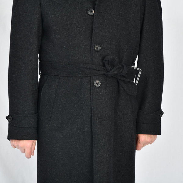 【アンブロジアーノ】ウールカシミヤベルテッドステンカラーコート（チャコールグレー）
