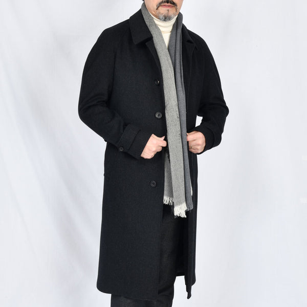 【アンブロジアーノ】ウールカシミヤベルテッドステンカラーコート（チャコールグレー）