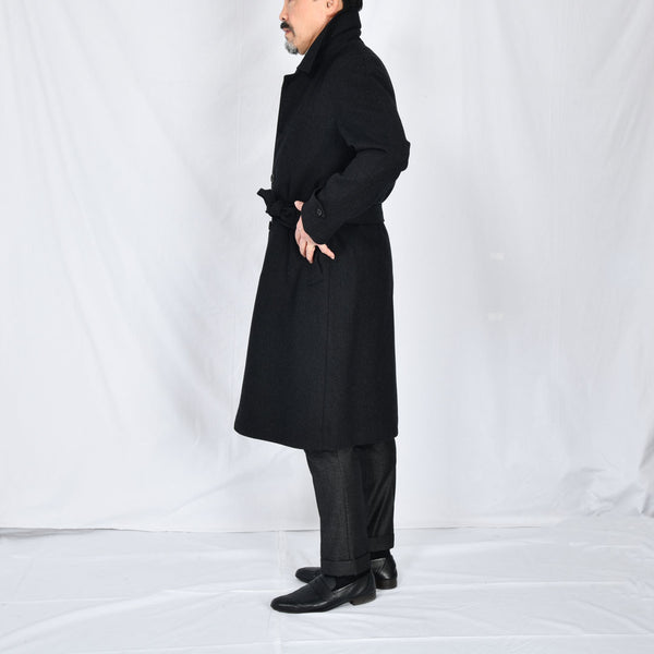 【アンブロジアーノ】ウールカシミヤベルテッドステンカラーコート（チャコールグレー）