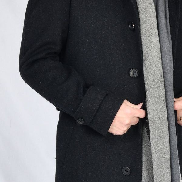 【アンブロジアーノ】ウールカシミヤベルテッドステンカラーコート（チャコールグレー）