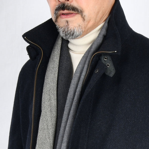 【アンブロジアーノ】アンゴラ混ウールスタンドカラーコート（ネイビー）