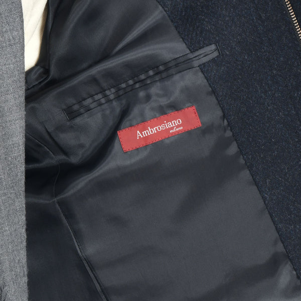 【アンブロジアーノ】アンゴラ混ウールスタンドカラーコート（ネイビー）