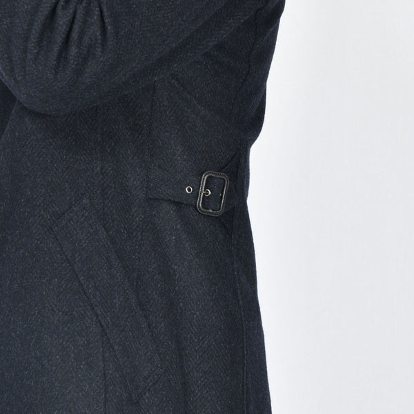 【アンブロジアーノ】アンゴラ混ウールスタンドカラーコート（ネイビー）