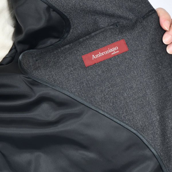 【アンブロジアーノ】ウールステンカラーコート（チャコールグレー）