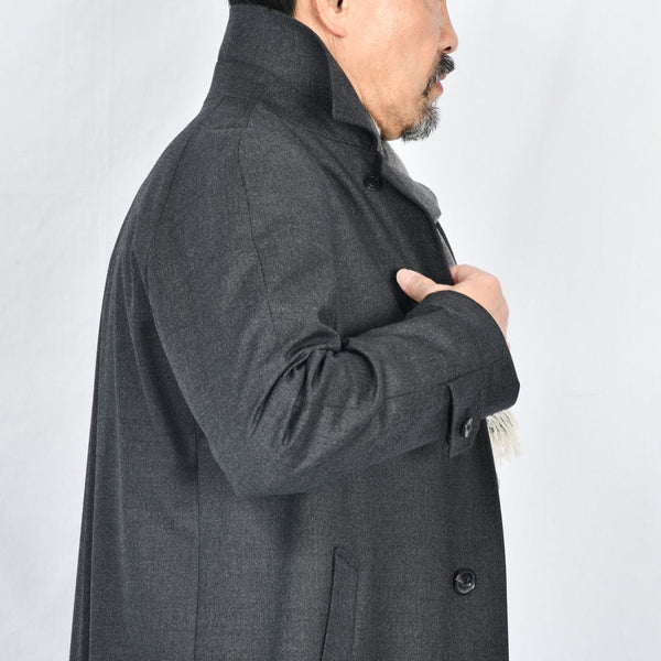 【アンブロジアーノ】ウールステンカラーコート（チャコールグレー）