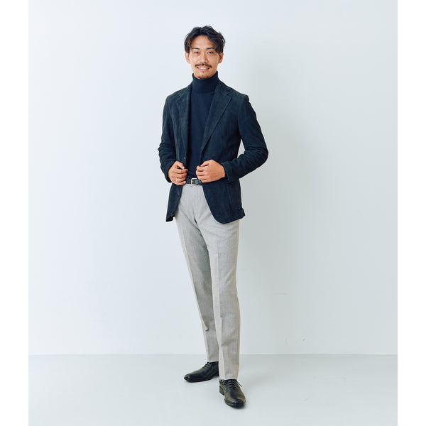 【コルネリアーニ】2Bスエードレザージャケット（ネイビー）