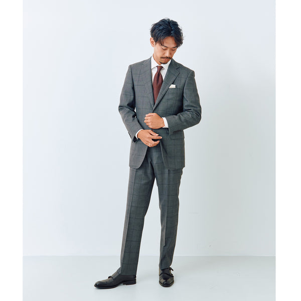 【ドーランドハウス】2Bチェック柄スーツ（グレー）