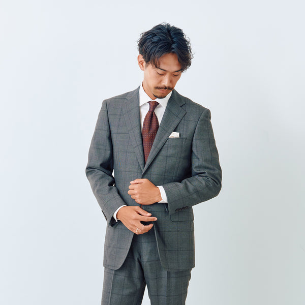 【ドーランドハウス】2Bチェック柄スーツ（グレー）