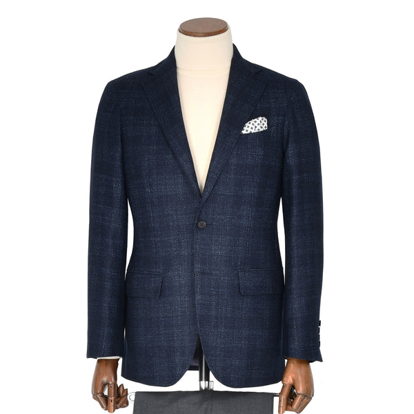 【ドーランドハウス】2Bシャドウチェックジャケット（ネイビー）