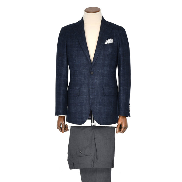 【ドーランドハウス】2Bシャドウチェックジャケット（ネイビー）