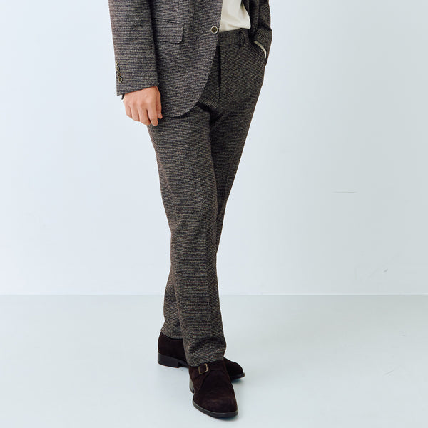 【ドーランドハウス】2B千鳥柄セットアップパンツ（ブラウン）