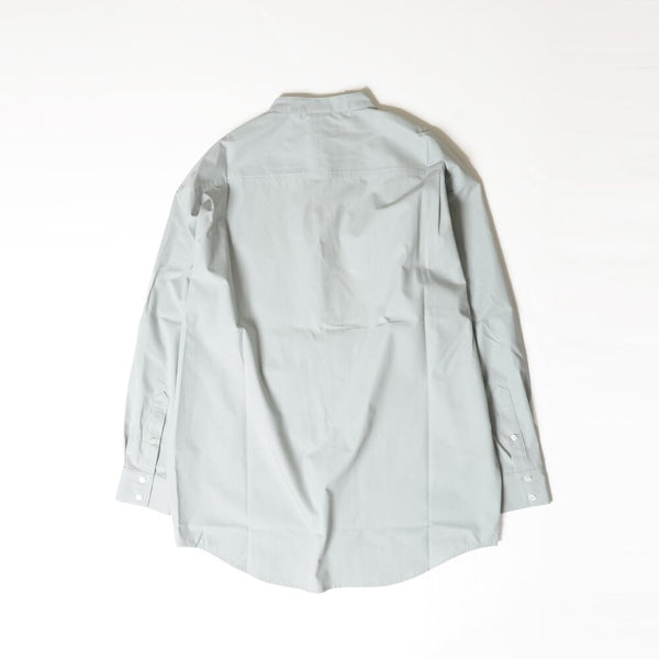 【STTND】チェックノーカラーワイドシャツ