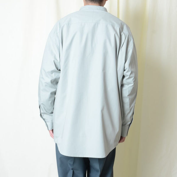 【STTND】チェックノーカラーワイドシャツ